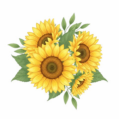 Fototapeta premium Vibrant Sunflower Bouquet Illustration A Cheerful Summer Floral Design