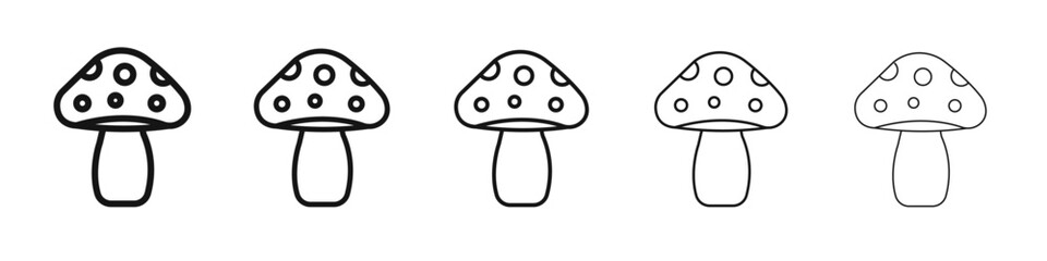 Mushrooms icon vector outline set illustration sign