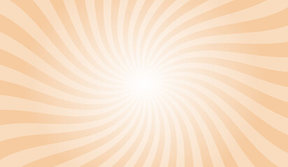 Orange Sunburst Background. Light Copper Orange Radial Retro Glowing Rays Banner. Abstract Retro Whirlwind Starburst Vector Abstract Background. Twisted Radial Illustration.