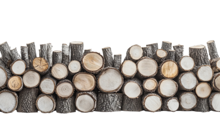 Pile of logs on transparent background, symbolizing the richness of nature. PNG