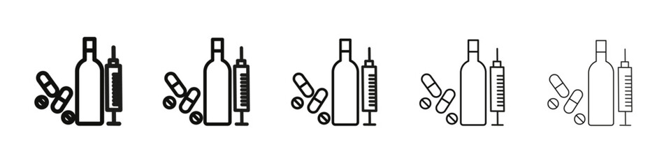 No drugs or alcohol sign vector outline set illustration sign