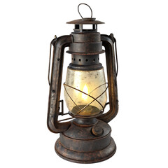 Antique oil lamp isolated on white background