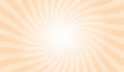 Orange Sunburst Background. Light Orange Radial Retro Glowing Rays Banner. Abstract Retro Whirlwind Starburst Vector Abstract Background. Twisted Radial Illustration.