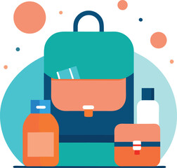 Backpack Carry On and Self Care Items Shown