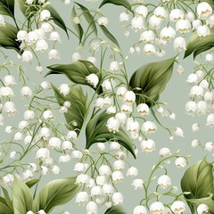 Elegant Lily of the Valley Floral Pattern Seamless Botanical Illustration for Design Projects