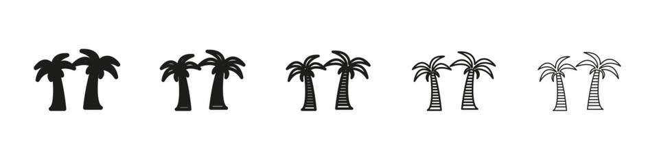 Palm tree icon vector outline set illustration sign