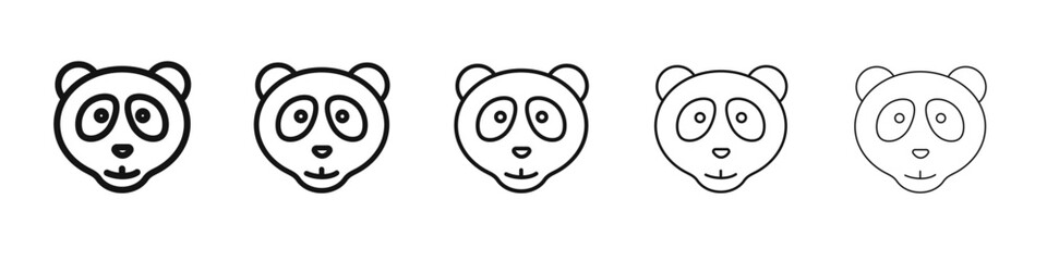 panda icon vector outline set illustration sign