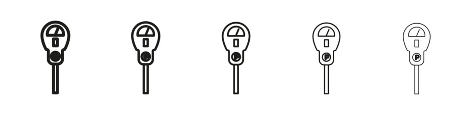 parking meter icon vector outline set illustration sign