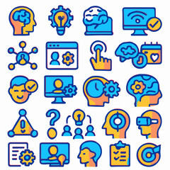 Fototapeta premium A vibrant collection of illustrated icons representing ideas, innovation, and technology