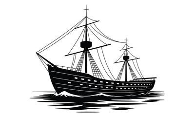 ship on white background
