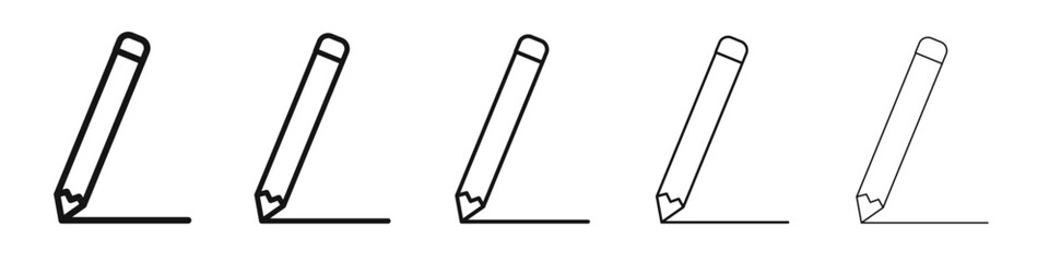 Pencil icon vector outline set illustration sign