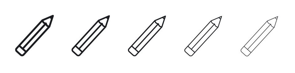Pencil icon vector outline set illustration sign