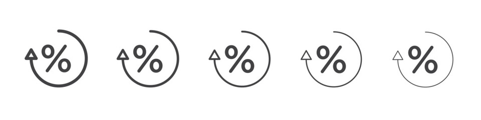 Percent icon vector outline set illustration sign