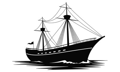 sailing ship isolated on white
