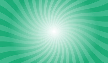 Abstract crayola green background with rays retro starburst. Spiral radial striped backdrop design. Sunbeam swirl light retro design. Vintage sunrays swirl sun beam pattern.