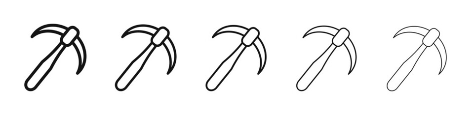 pickaxe icon vector outline set illustration sign
