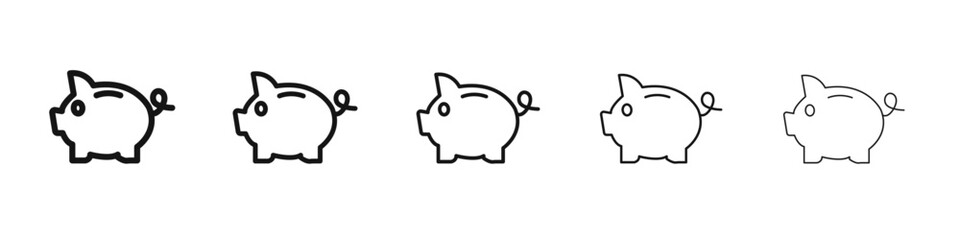 Piggy bank icon vector outline set illustration sign