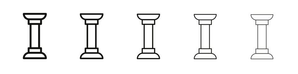 Pillar icon vector outline set illustration sign