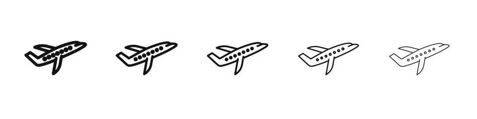 Plane icon vector outline set illustration sign