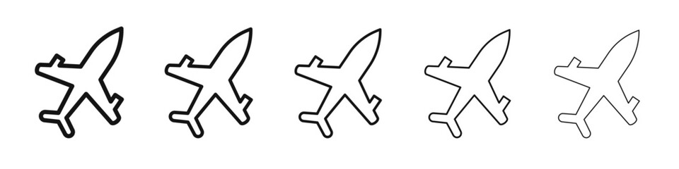 Plane icon vector outline set illustration sign