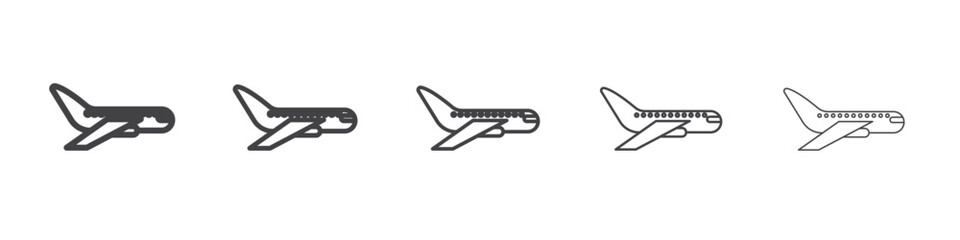 Plane icon vector outline set illustration sign