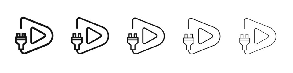 Plug and play icon vector outline set illustration sign