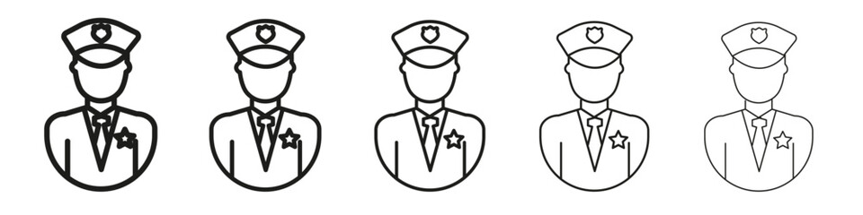 Police Icon vector outline set illustration sign
