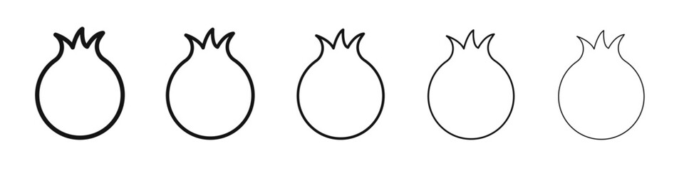 pomegranate icon vector outline set illustration sign