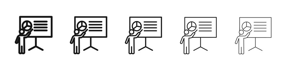 Presentation icon vector outline set illustration sign