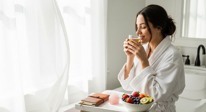 young woman drinking tea