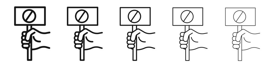 Protest banner in hand icon vector outline set illustration sign