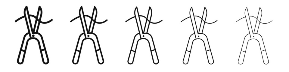 pruner icon vector outline set illustration sign
