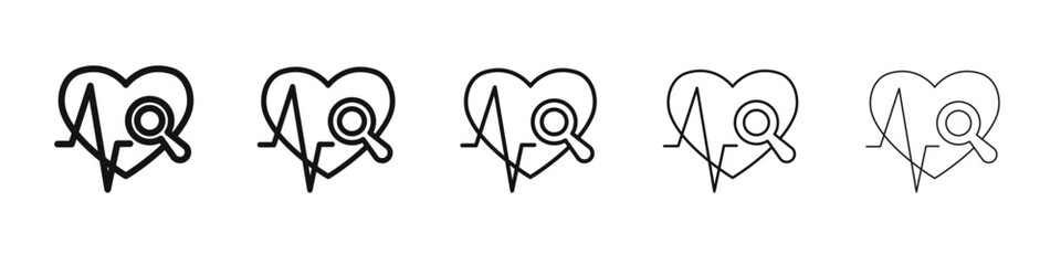 pulse heart check up icon vector outline set illustration sign