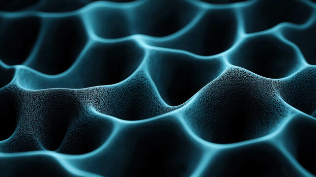 Abstract texture of blue undulating surface with intricate design resembling waves or patterns