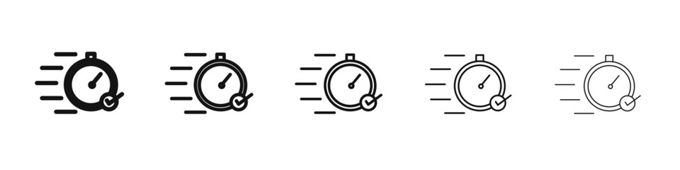 Quick approval icon vector outline set illustration sign