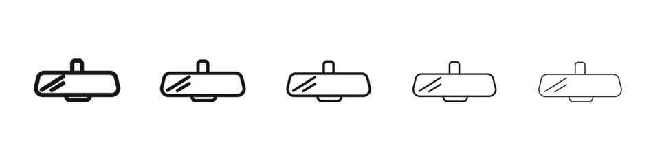 Fototapeta premium Rear mirror icon vector outline set illustration sign