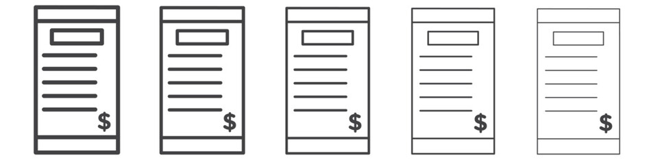 Receipt icon vector outline set illustration sign