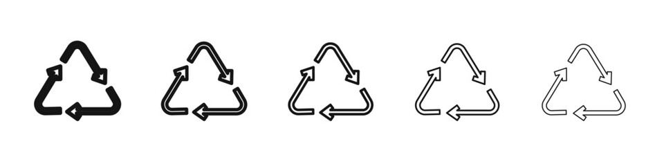 Recycle icon vector outline set illustration sign