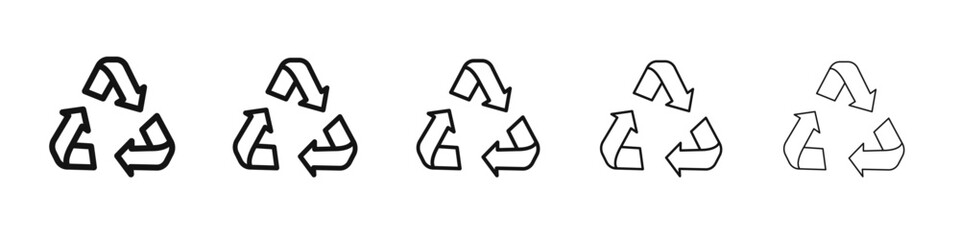 Recycle icon vector outline set illustration sign