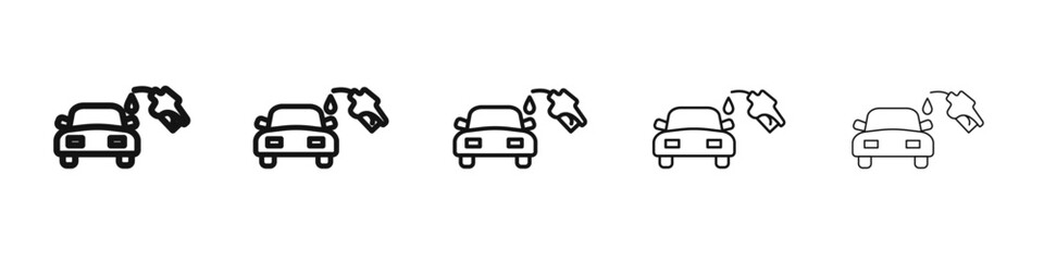 Refueling Car icon vector outline set illustration sign