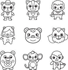 Set of cartoon animals