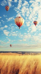 Hot Air Balloons Over Golden Fields