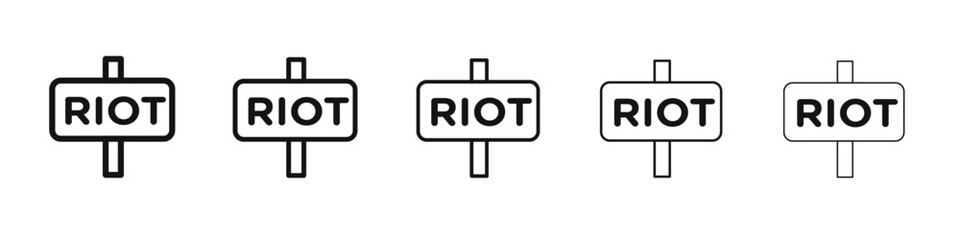 Riot sign icon vector outline set illustration sign