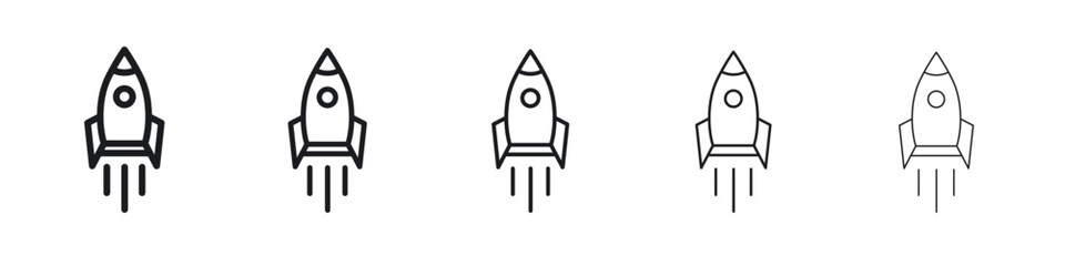 Rocket launch icon vector outline set illustration sign
