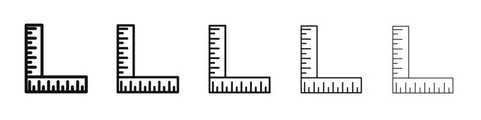 Ruler combined icon vector outline set illustration sign