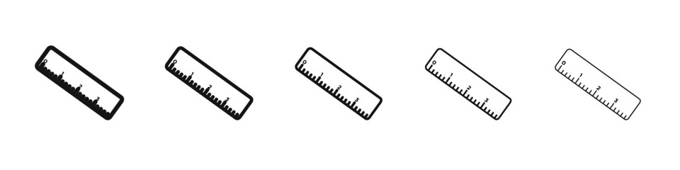 Ruler icon vector outline set illustration sign