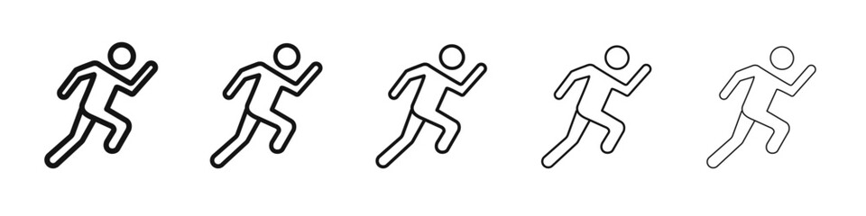 Running icon vector outline set illustration sign