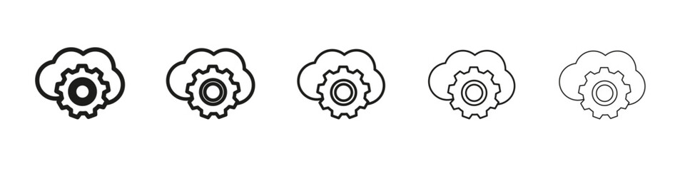 SaaS icon vector outline set illustration sign