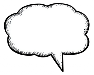 Hand-drawn speech bubble, white interior