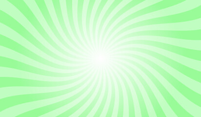 Fototapeta premium Abstract pale green background with rays retro starburst. Spiral radial striped backdrop design. Sunbeam swirl light retro design. Vintage sunrays swirl sun beam pattern.
